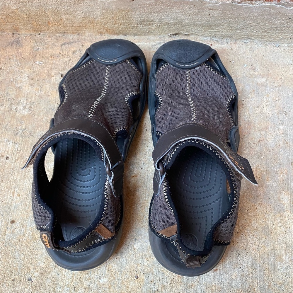 Crocs Mens 7 Brown Hiking Outdoor Comfort Casual Sandals - Picture 5 of 8